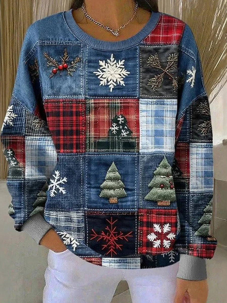 Vintage Christmas Round Neck Long Sleeve Sweatshirt