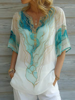 Stunning V-Neck Blue Top