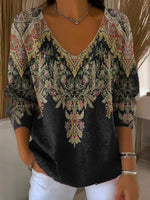 Special Black V-neck Long Sleeve Top