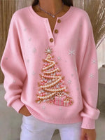 Vintage Christmas Henley Collar Long Sleeve Sweatshirt