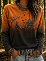 Casual Halloween Crew Neck Long Sleeve T-shirt