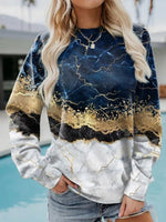 Multicolor Casual Round Neck Gradient Long Sleeve Sweatshirts