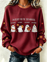 Casual Halloween Crew Neck Long Sleeve Sweatshirt