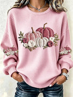 Casual Crew Neck Long Sleeve Floral Sweatshirt