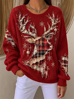 Casual Christmas Crew Neck Long Sleeve Sweatshirt