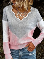 V Neck Solid Color Daily Pullover Sweater