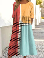 Casual Round Neck Short Sleeve Midi Dress