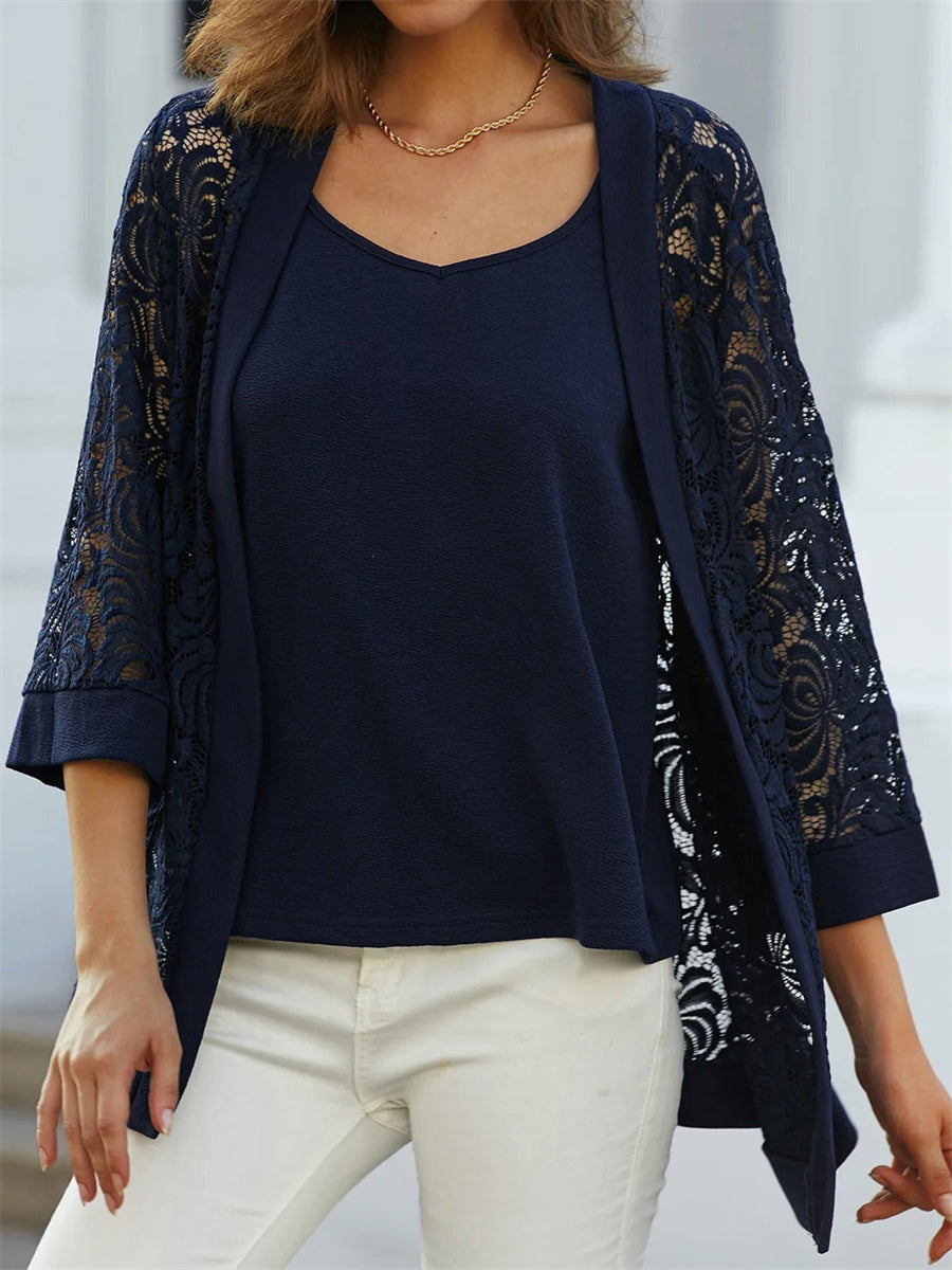 Plain3/4 Sleeve Two Piece Set
