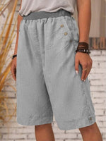 Casual Pocket Solid Color Loose Summer Shorts - Gray