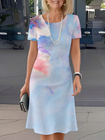 Stunning Blue Round Neck Short Sleeve Mini Dress