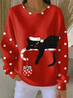 Casual Polka Dots Crew Neck Long Sleeve Sweatshirt