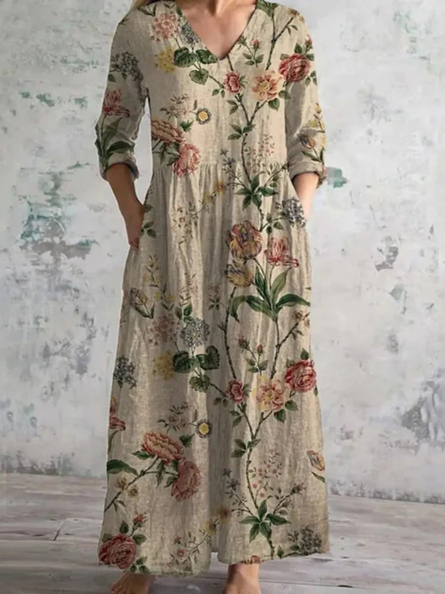 Vintage Floral Print Dress