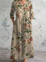 Vintage Floral Print Dress