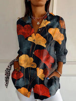 Vintage Leaf Print Blouse
