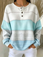 Casual Abstract Henley Collar Long Sleeve Sweatshirt