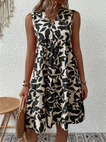 Elegant V-neck Sleeveless Floral Summer A-Line Dress