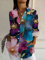 Vintage Floral Print Long Sleeve Blouse
