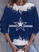 Blue Color Block Star Printed Sweatshirt