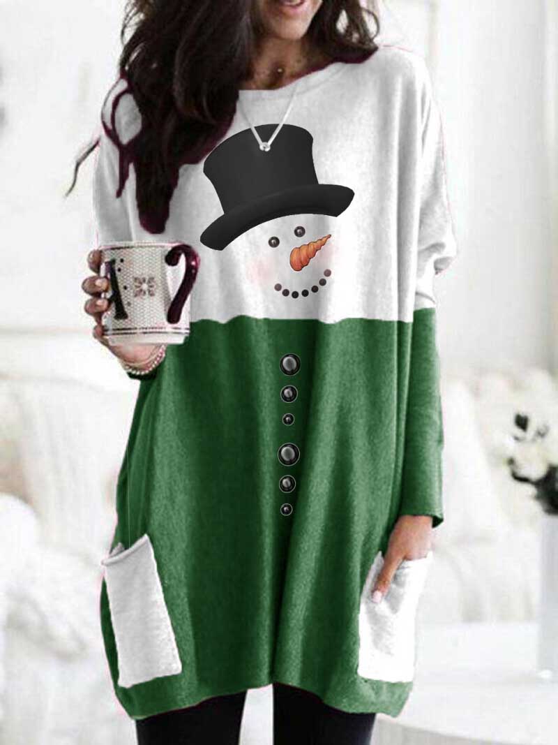 Women's Snowman Print Long Sleeve T-shirt