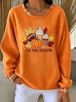 Casual Plaid Crew Neck Long Sleeve Sweatshirt