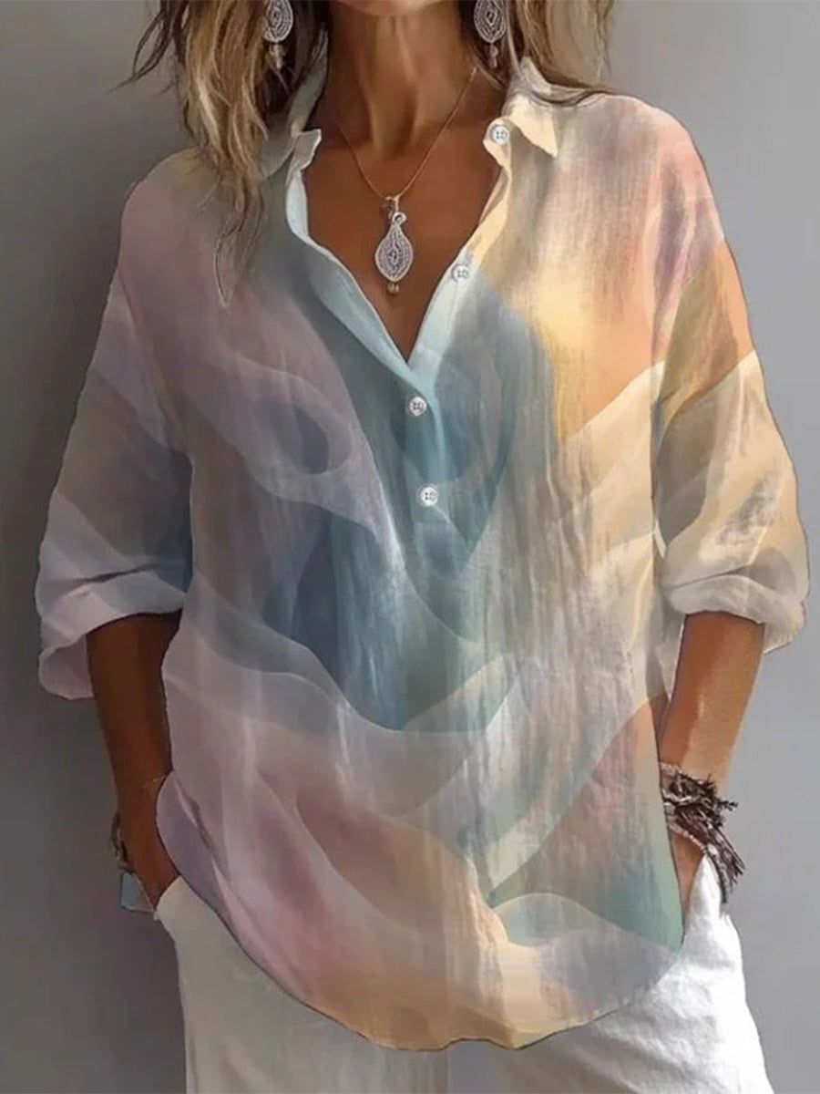 Vintage Gradient Long Sleeve Blouse