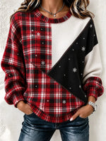 Casual Color Block Crew Neck Long Sleeve Sweatshirt