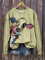 Casual Animal Print Round Neck Long Sleeve Sweatshirt