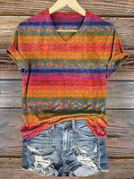 Vintage Casual V-neck Short Sleeve T-Shirt