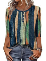 Special Multicolor Striped Round Neck Long Sleeve Top