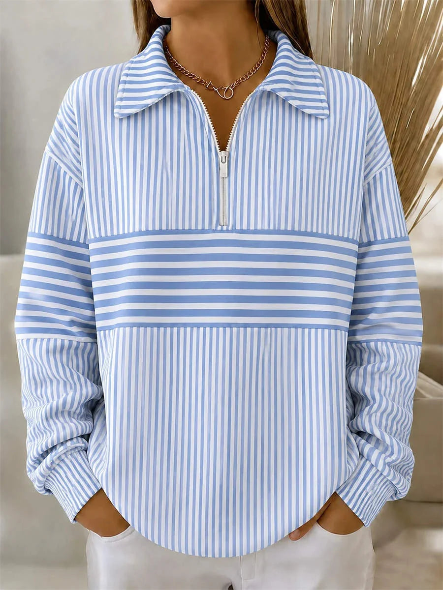 Casual Long Sleeve Striped Sweatshirt