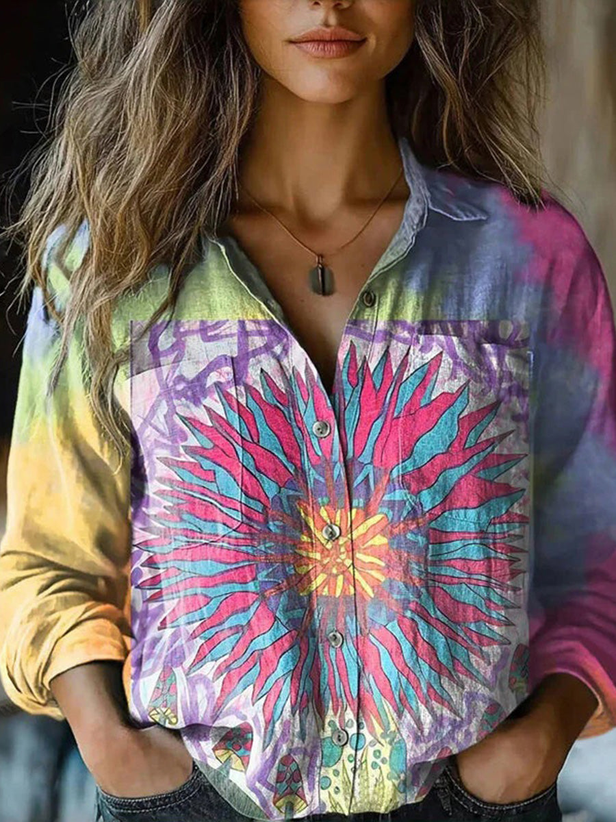 Colorful Abstract Print Blouse