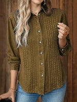 Women's Long Sleeve Casual Loose Pleated Blouse