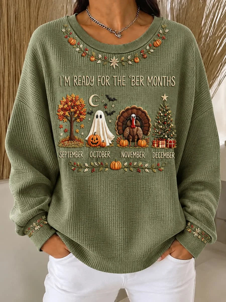 Casual Maple Leaf Crew Neck Long Sleeve Sweatshirt