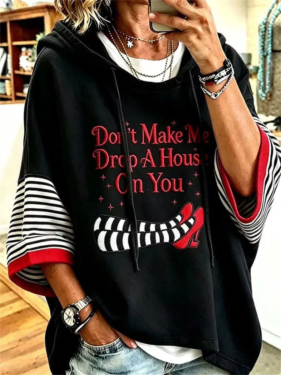 Casual Text Letters 3/4 Sleeve Hoodie