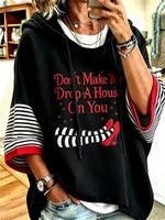 Casual Text Letters 3/4 Sleeve Hoodie