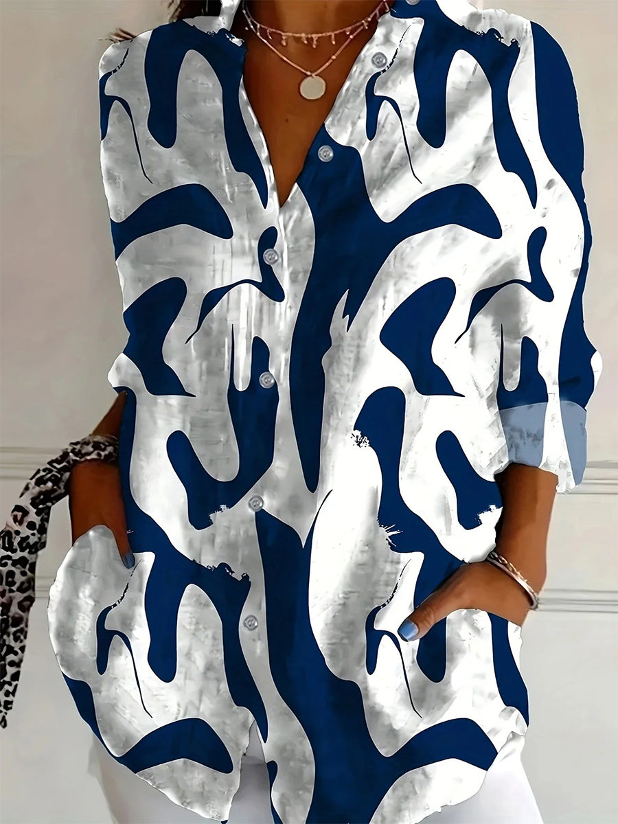 Abstract Print Long Sleeve Shirt