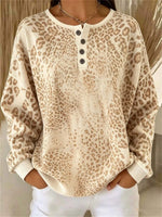 Casual Geometric Henley Collar Long Sleeve Sweatshirt