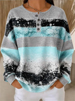 Casual Geometric Henley Collar Long Sleeve Sweatshirt