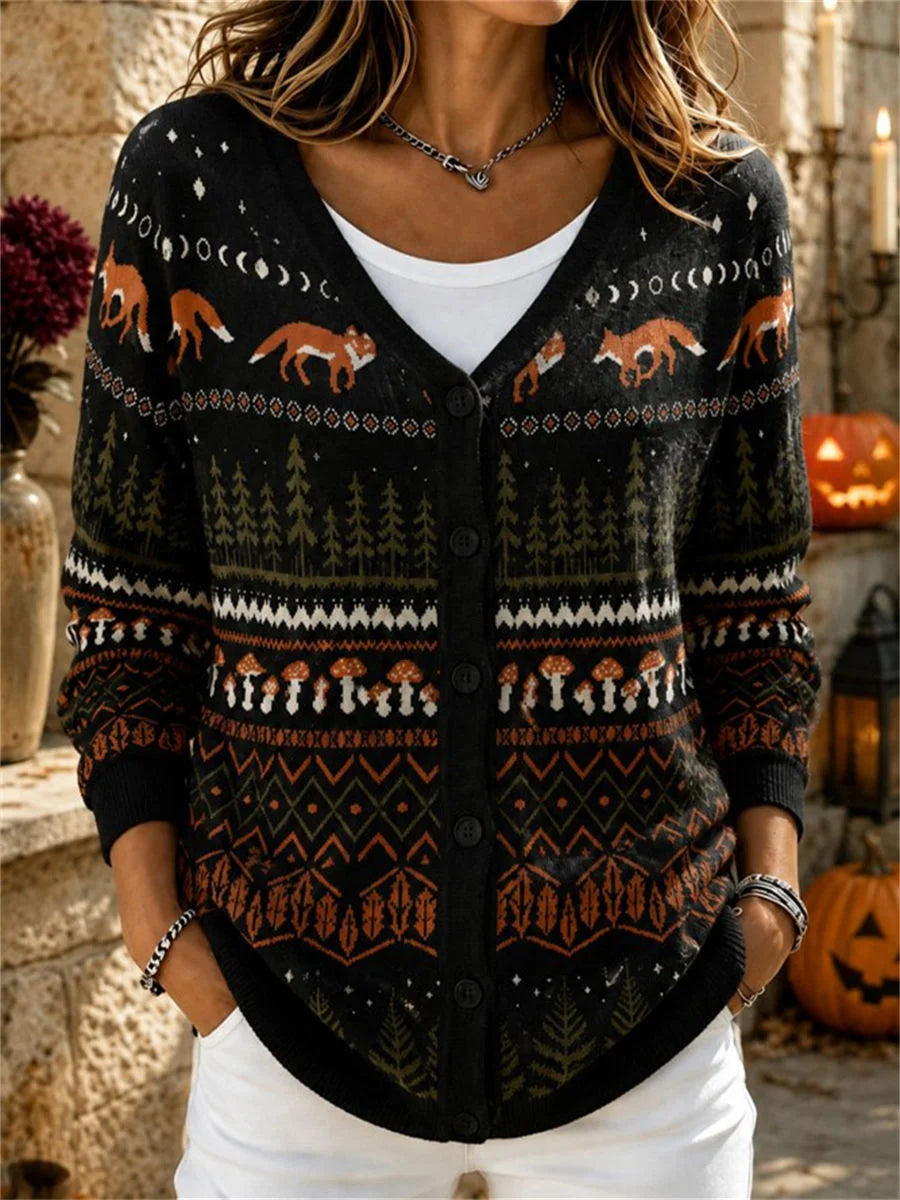 Women Animal Long Sleeve Comfy Casual Cardigan