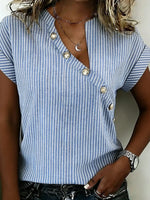 Blue Striped Short Sleeve Top