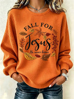 Casual Maple Leaf Crew Neck Long Sleeve Sweatshirt