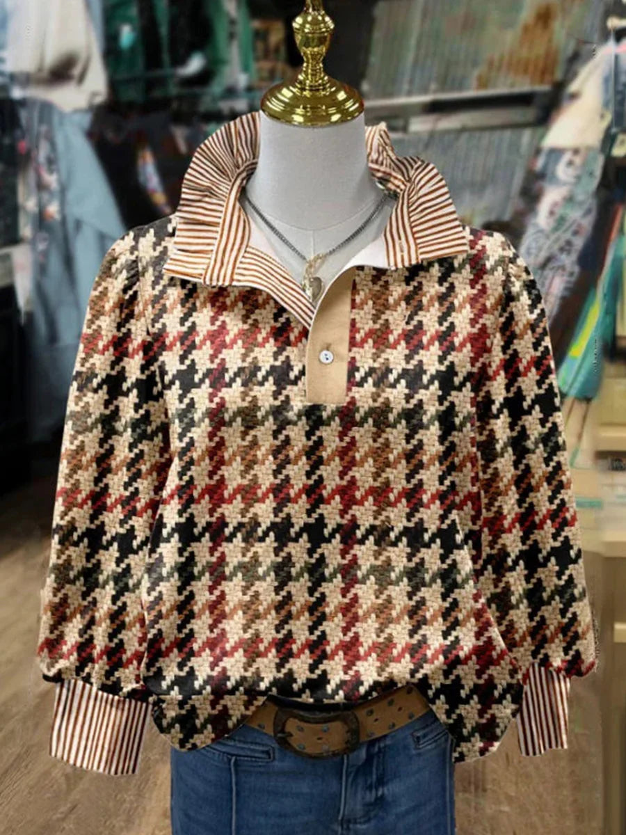 Vintage Casual Long Sleeve Blouse