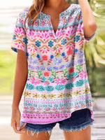 Sweet Pink V-Neck Short Sleeve Top