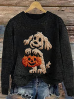 Cute Animal Print Round Neck Long Sleeve Sweater