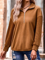 Plain Casual Zipper Sweatshirt