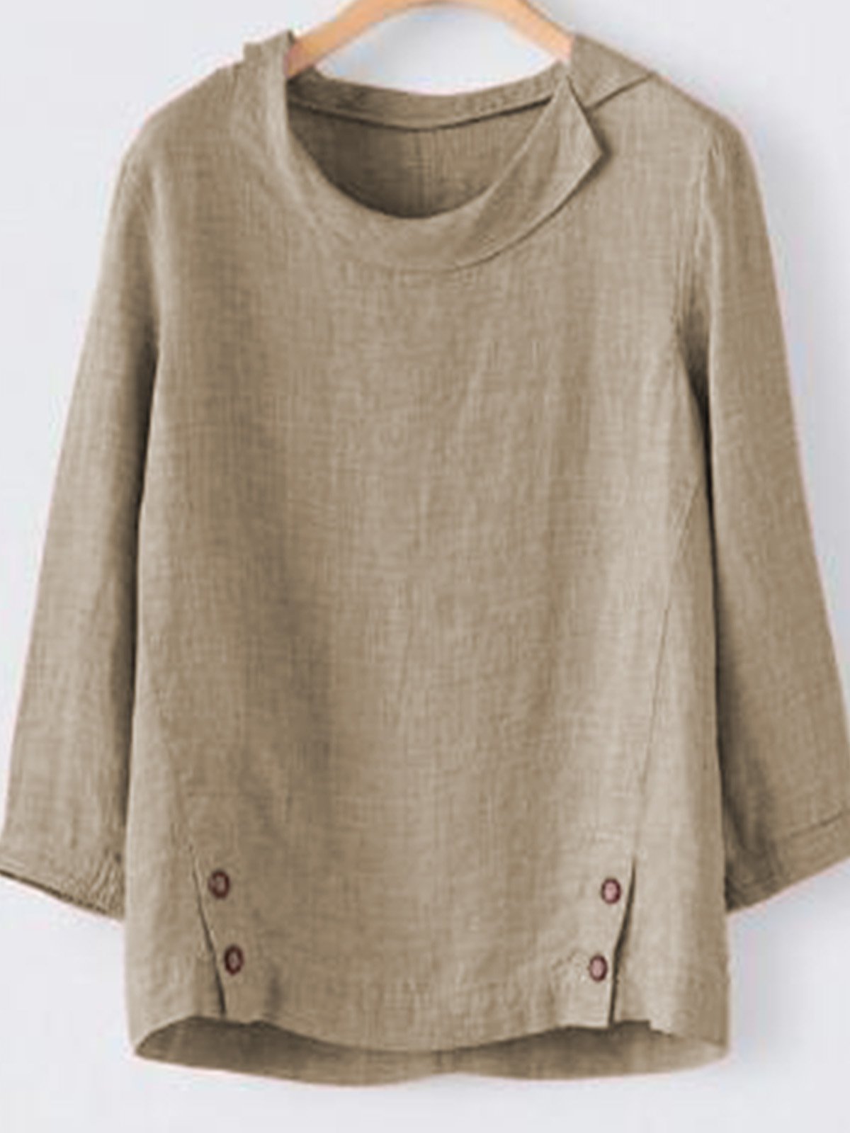 Casual Three Quarter Sleeve Buttoned Blouse