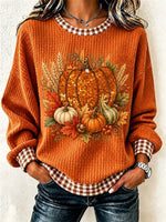 Casual Maple Leaf Crew Neck Long Sleeve Sweatshirt