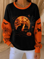 Casual Cat Crew Neck Long Sleeve Sweatshirt