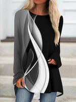 Vintage Round Neck Long Sleeve Top