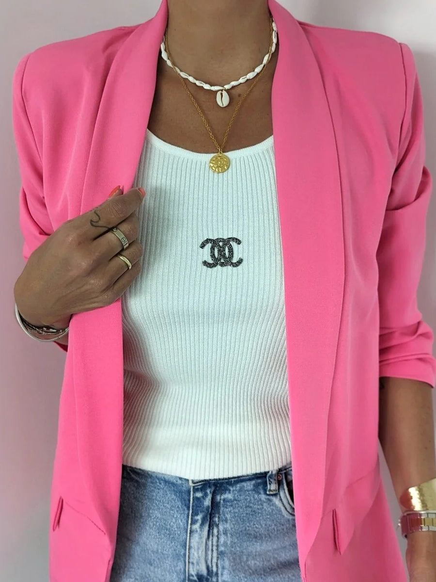 Distinctive Plain Rose Red Long Sleeve Jacket